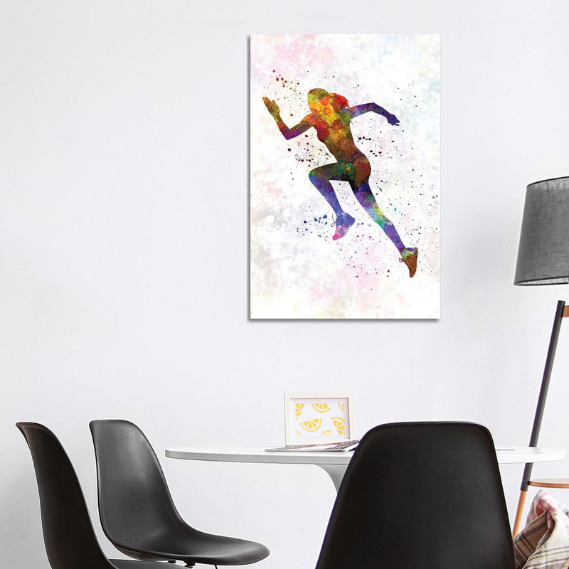 Woman Runner Running Jogger Jogging Silhouette 03 by Paul Rommer - Wrapped Canvas Painting, 101.6 cm H x 66.04 cm W