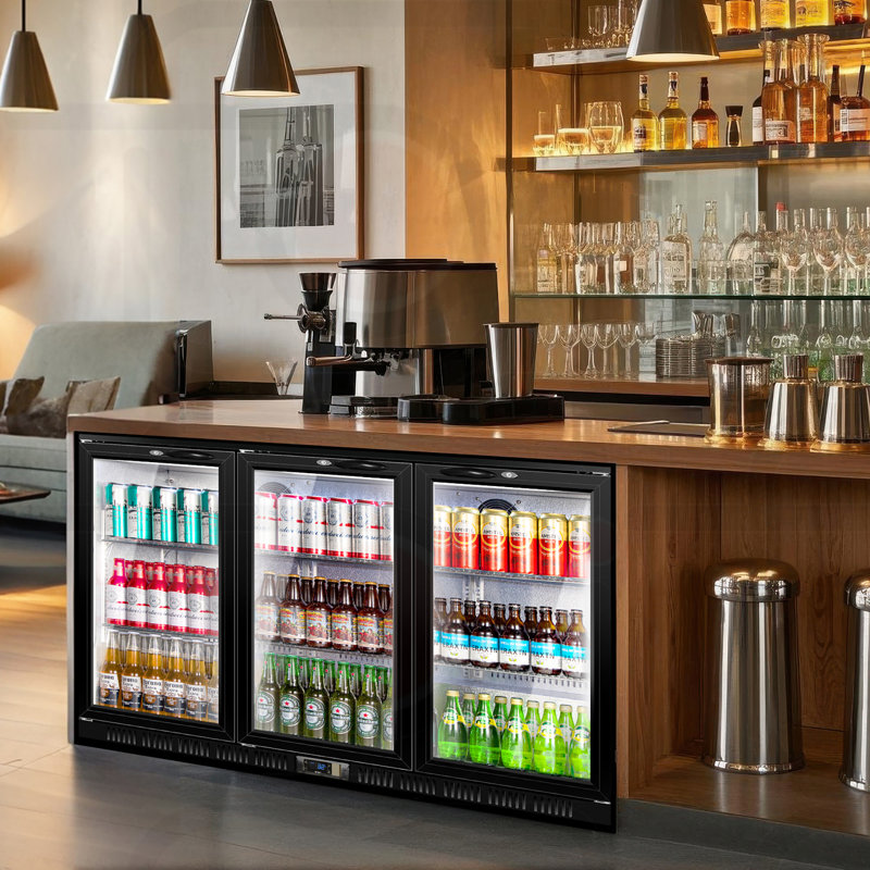 312L Commercial Beverage Refrigerator – 284 Can Capacity, Low-E Glass Door, 3 Fans, Smart Temp Memory, 3 Safety Locks – for Retail or Home Use