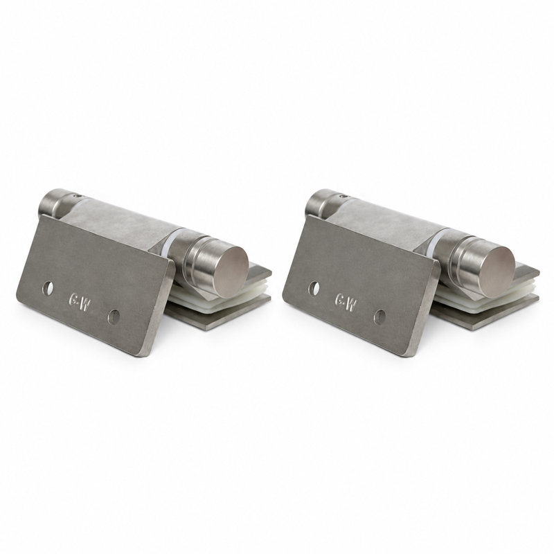 Wall Mount Glass Gate Hinges, Brushed Stainless, 2-Pack