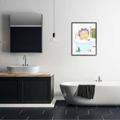 Tigrée pour enfants, bain mignonne, safari, salle de bain surdimensionnée, giclée sur toile noire, art texturé par Erica Billups