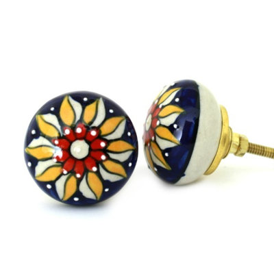 Oversized Hand Painted 1.6" Diameter Round Knob