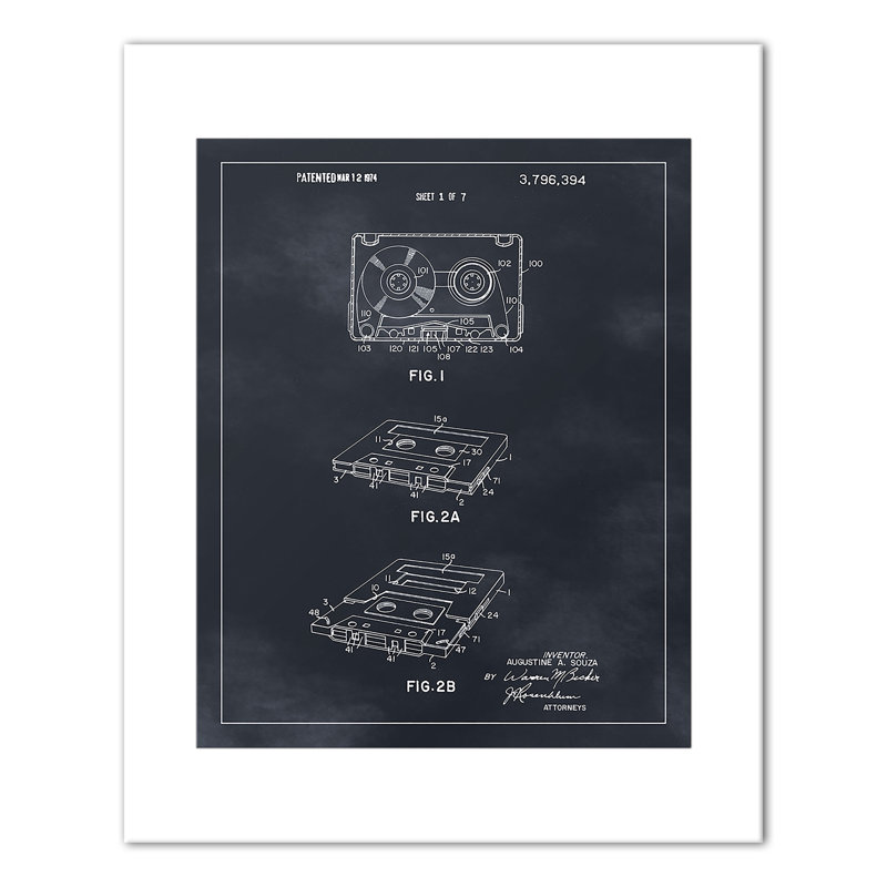 " Cassette Tape Patent ", 20" H x 16" W x 1.25" D, Wrapped Canvas