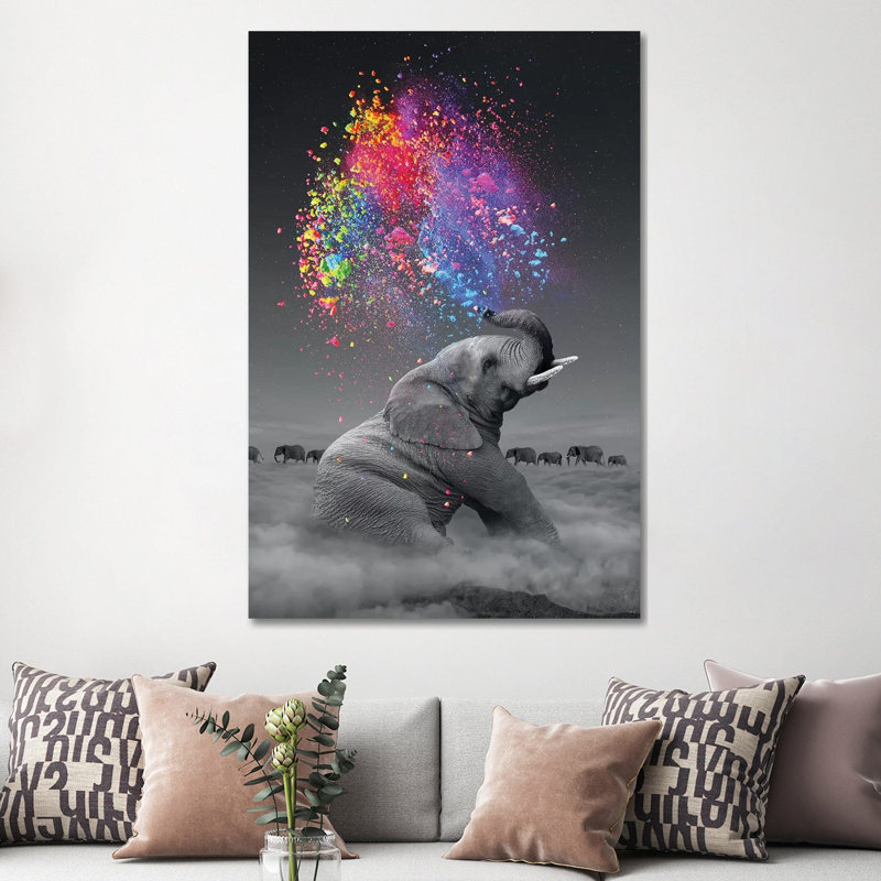 Elephant - Color Explosion by Soaring Anchor Designs - Wrapped Canvas Print, 152.5 cm H x 101.5 cm W