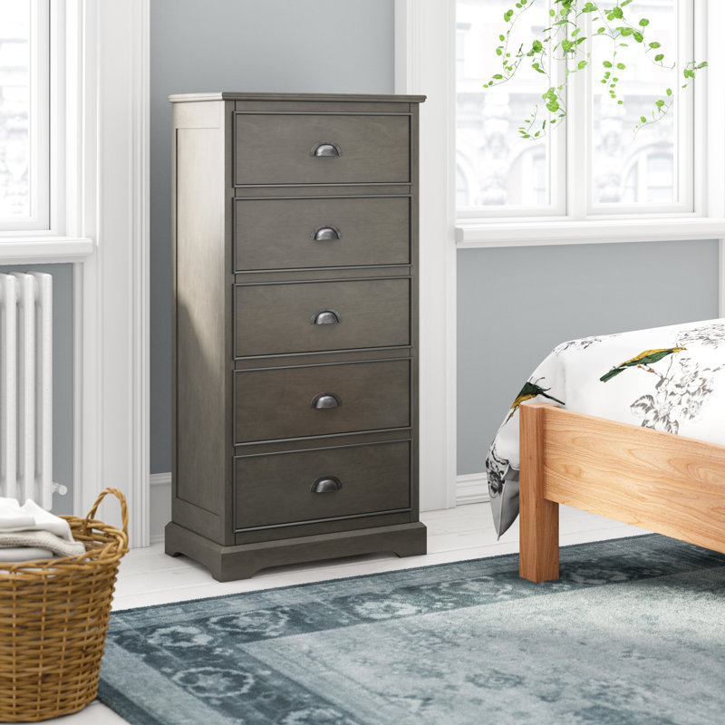 Dundas 35cm W 5 - Drawer Chest of Drawers, Grey