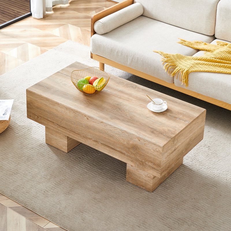 Table d'appoint unique à trèfle à quatre feuilles pour le salon, la chambre à coucher et les petits espaces - Table d'appoint avec base en grain de bois avec fonction de rangement