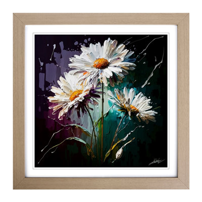 Daisy Palette Knife Painting - Framed Print