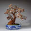 Genuine Multi Gemstone Bonsai Tree in Oval Porcelain Pot (14")
