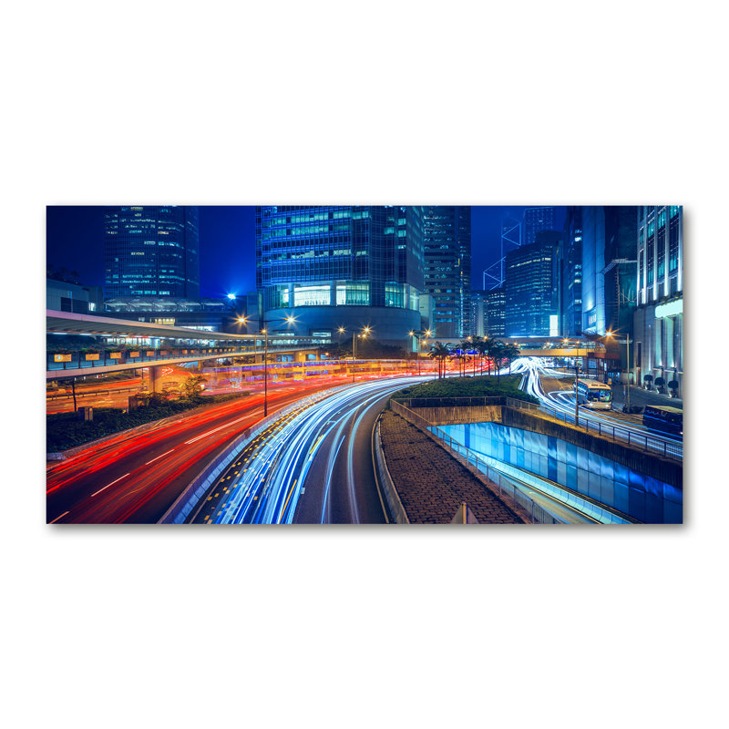 Hong Kong by Night 50cm x 100cm Glass Panel