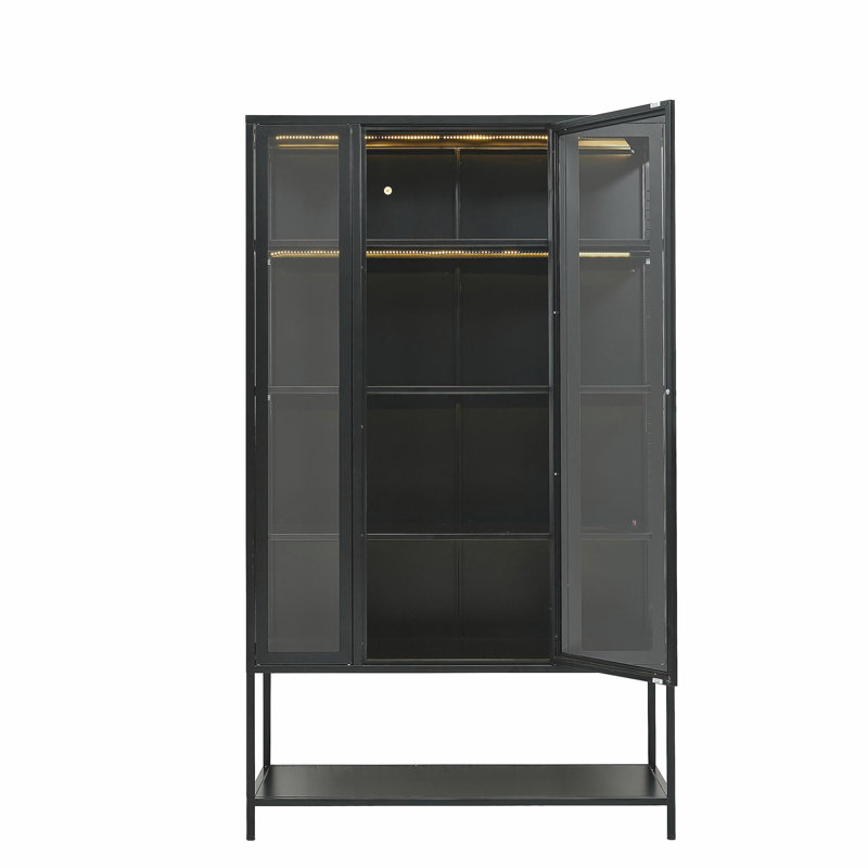 Grande vitrine 67,25 po en fer avec porte en verre et lumières DEL, vitrine, vitrine à 3 côtés en verre