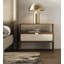 Castellanos - Table de chevet moderne en jute naturelle et noyer