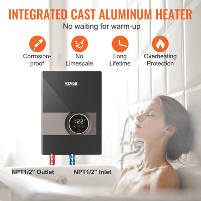 Instant Water Heater, 8Kw On Demand Electric Tankless Water Boiler, Digital Temperature Display & Easy Installation & 24-Hour Water Supply, For Kitchen Bathroom Shower Mall Salon ETL Listed