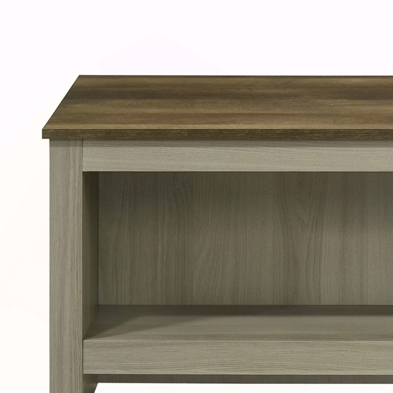 Table basse en chêne gris avec tablettes ouvertes à l'avant et à l'arrière Nilda
