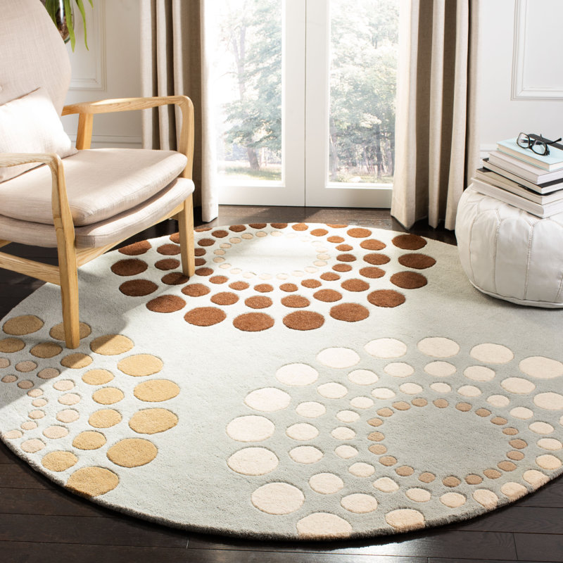 Mancini Hand Tufted Wool And Viscose Floral Rug, Round 6'