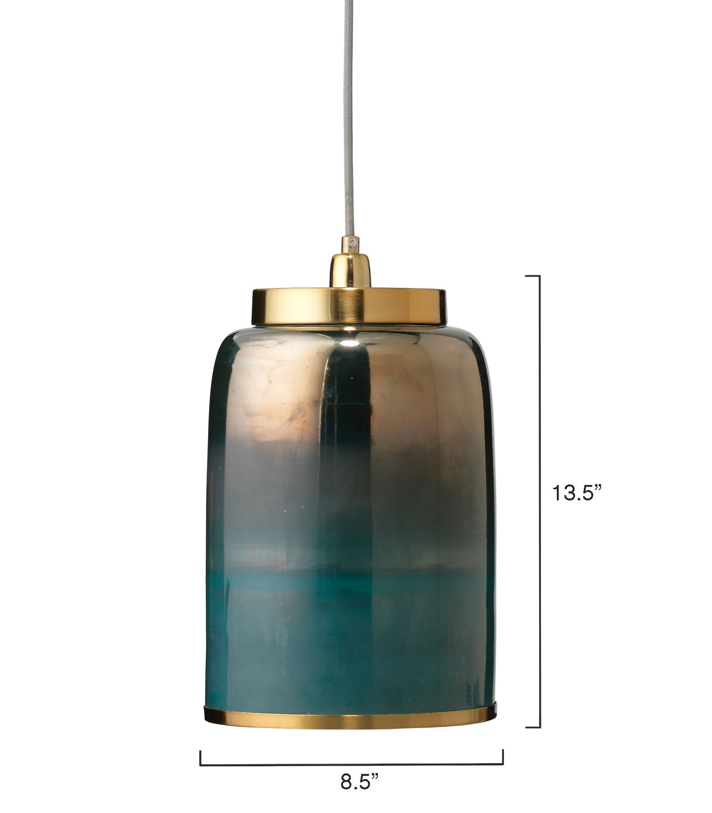 Taza Single Light Glass Dimmable Pendant, Aqua