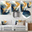 Sun Rays Ocean Blue White Gold IV - marbre, art mural-225343031-225343024