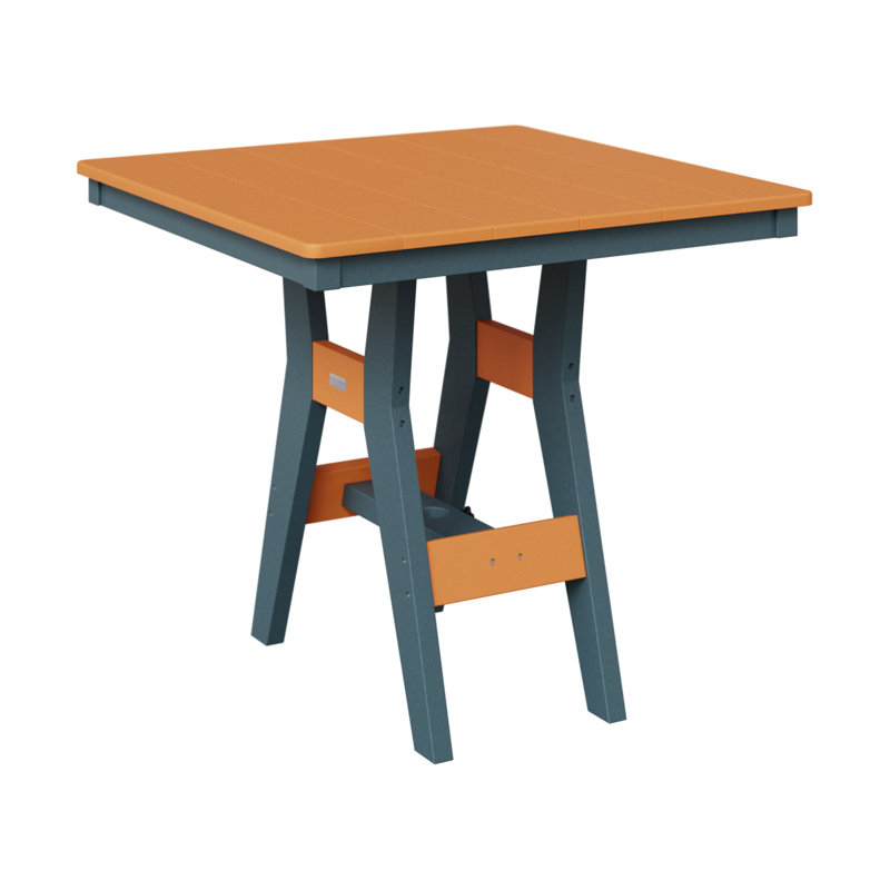 Harbor Outdoor Square Dining Table, 30.37" H x 33" W x 33" D, Slate, Mango Orange