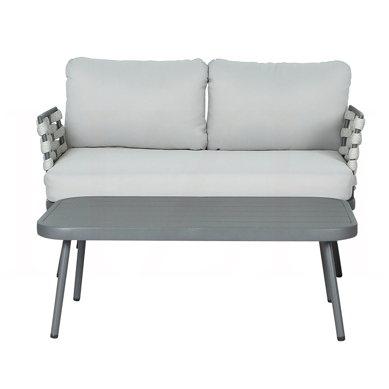 Causeuse et table en acier, gris, Gris, Gris