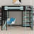 Space-Saving Loft Bed with Workstation, Open Shelves, Built-in Outlets & Ambient Light-1005193991