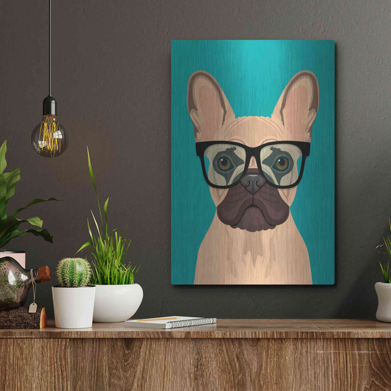 «French Bulldog Teal» par Debbie Gray, H 16 po x l 12 po