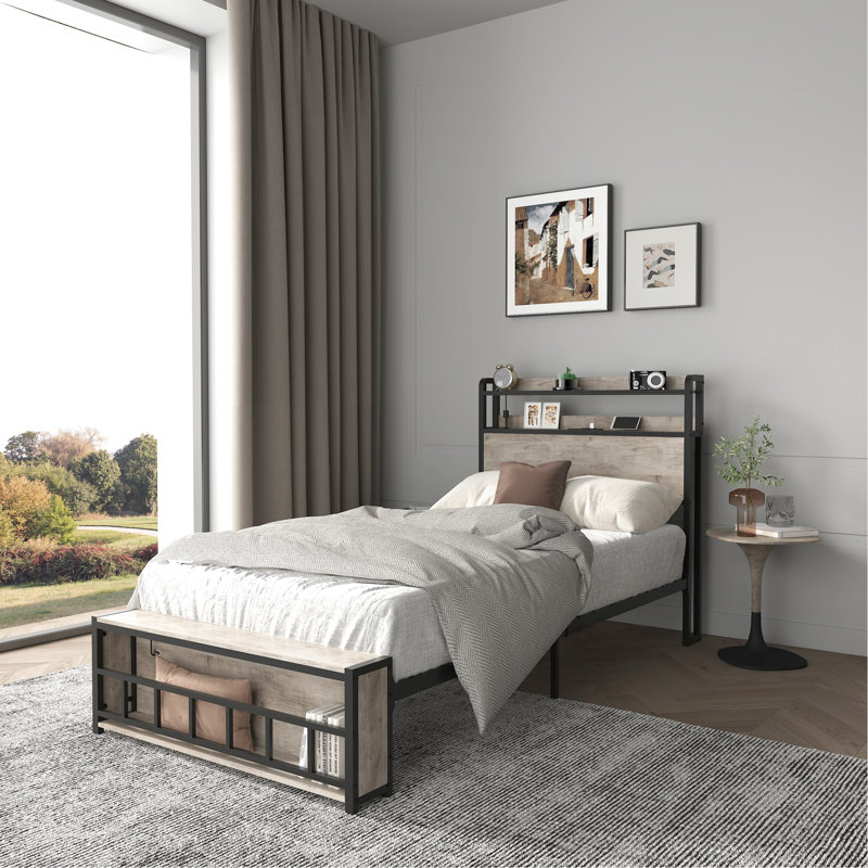 Customizable Led, Twin Bed Frames, Storage, Charging Ports, Stable Structure, No Box Spring