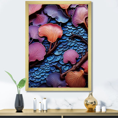 Art mural bleu et mauve abstrait rivière - Tachisme
