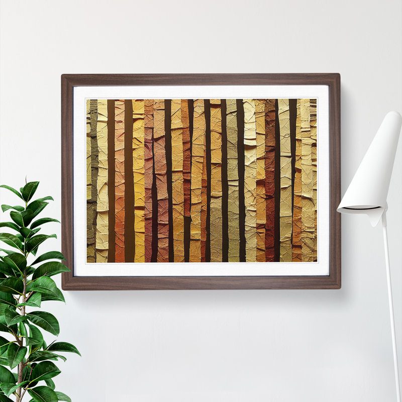 Summer Forest Torn Paper Abstract - Single Picture Frame Print, 46cm H x 64cm W x 2cm D, Walnut Framed