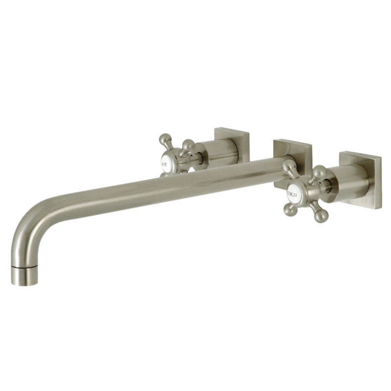 Metropolitan Double Handle Wall Mounted Roman Tub Faucet, Brushed Nickel