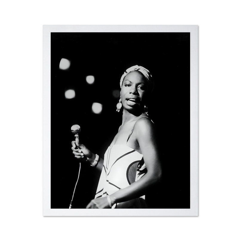 Nina Simone, Poster, 12"H x 16"W, White Framed