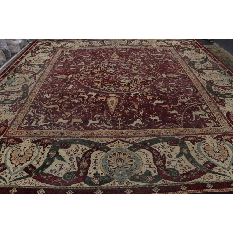 Agra One-of-a-Kind Rectangle 14'2" X 14'5" Hand Knotted Area Rug