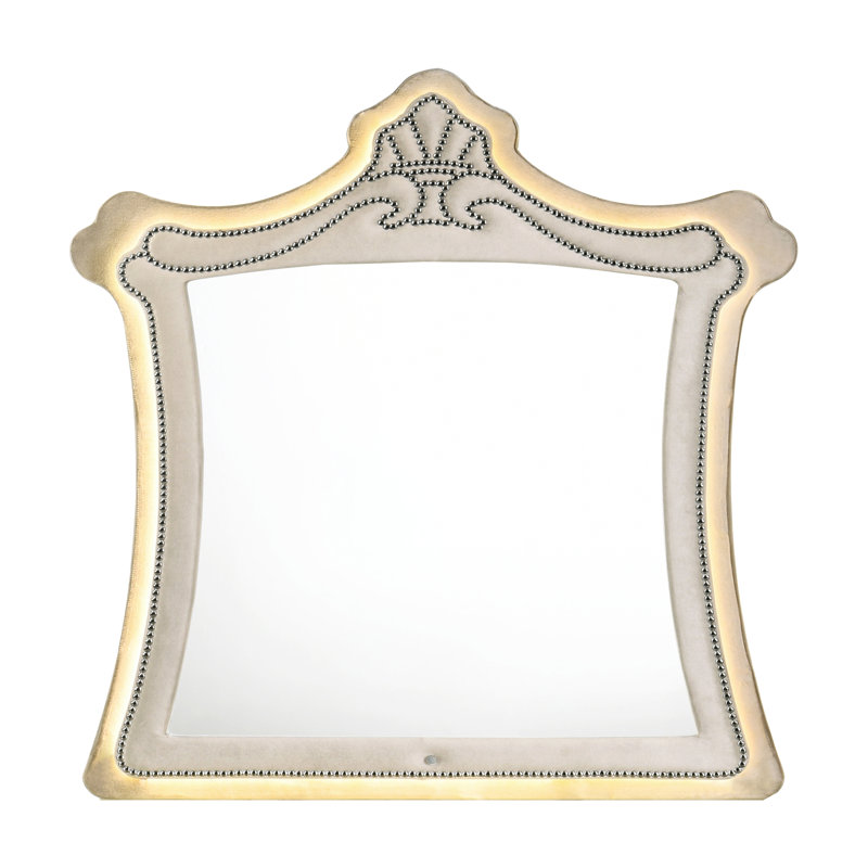 Miroir avec DEL, velours beige
