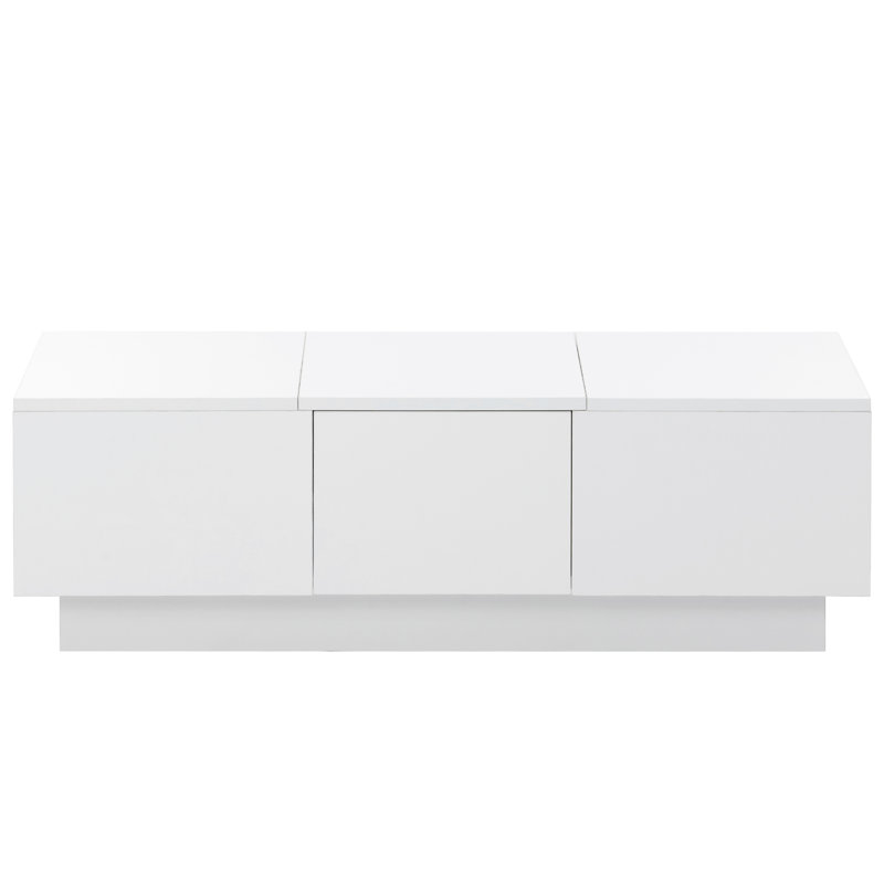 Coffee Table With 2 Large Hidden Storage Compartment, Extendable Cocktail Table With 2 Drawers, High-Gloss Center Table With Sliding Top For Living Room, 39.3"X21.6"