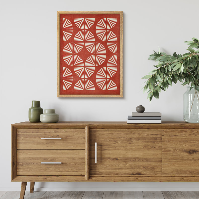 Affiche encadrée rustique de style Mid-Century, Naturel, H 14 po x l 11 po