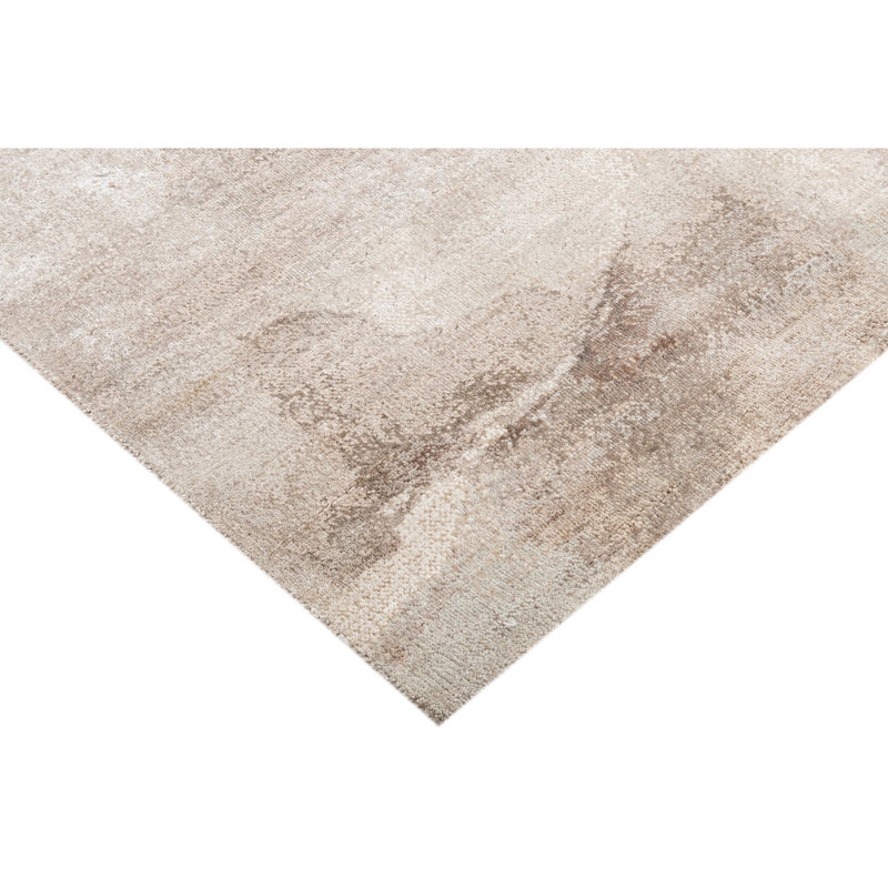 Tapis beige et doré de haute qualité noué à la main, Rectangle de 5 pi x 8 pi