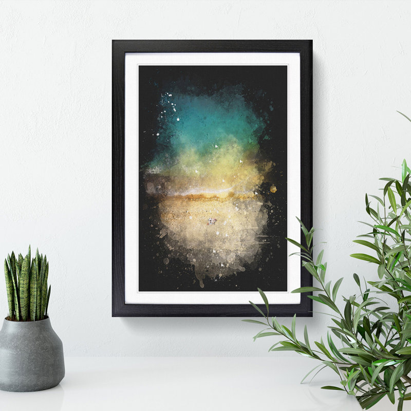 Aerial View of Brighton Beach - Picture Frame Graphic Art Print, Black Framed, 63cm H x 45cm W x 2cm D