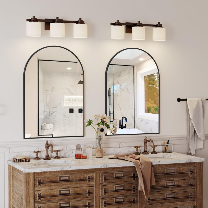 Bogen Wall Mirror Bathroom Mirror, 66 X 96 Cm, Decorative Wall Mirror, Arch Semicircular Makeup Mirror, Tempered Glass With Aluminium Frame For Bathroom, Hallway, Living Room, Bedroom