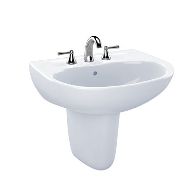 TOTO® Supreme® Oval Wall-Mount Bathroom Sink with CEFIONTECT and Shroud for 8 Inch Center Faucets, Cotton White