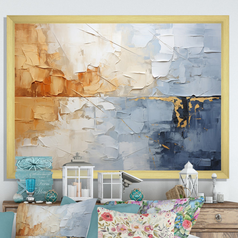 «Clouds Landscape Canopy Collage II», art mural nuages, H 30 po x l 40 po x P 1,5 po, Cadre doré simple