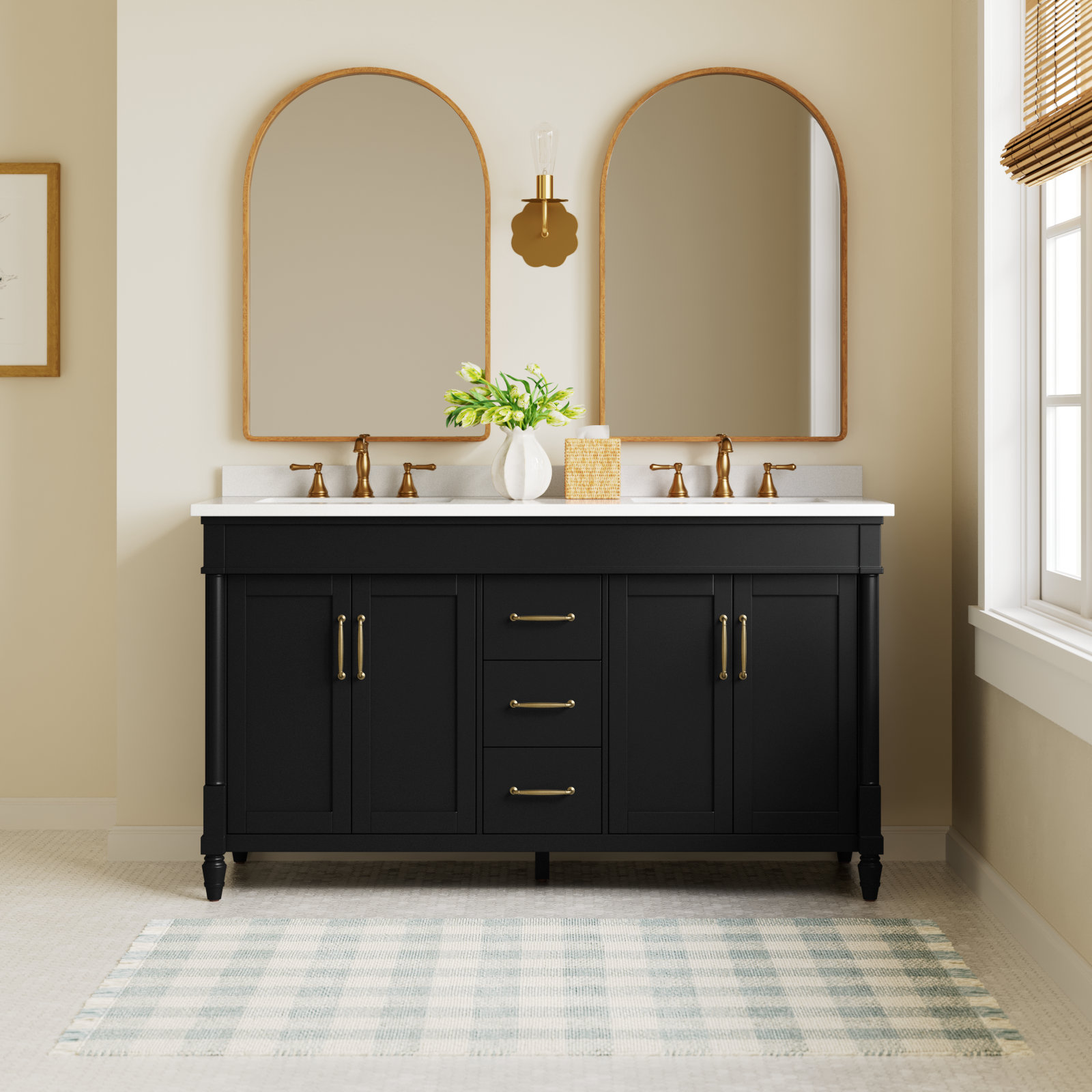 Burdick 60" Double Bathroom Vanity, Impress Black