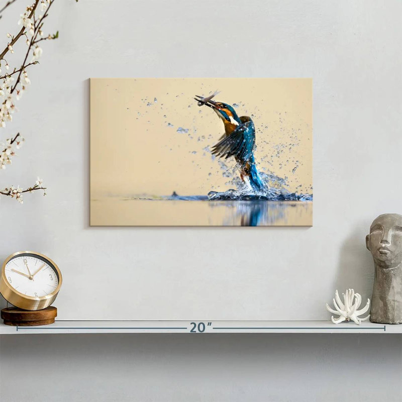 Blue Kingfisher, 8" H x 12" W
