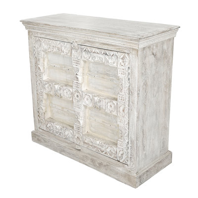 White Solid Wood 2 Door Antique Cabinet