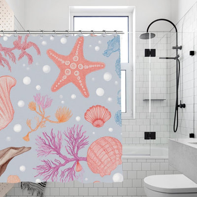 Rideaux de douche rose et bleu marine, 71 x 71