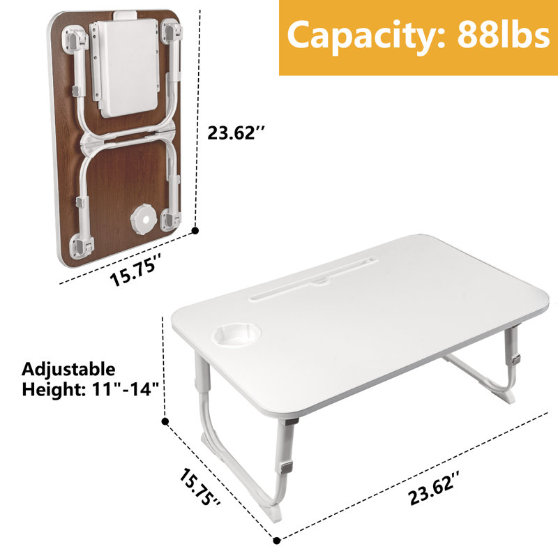 Multi-Functional Height Adjustable Portable Mobile Laptop Overbed Table, White/White