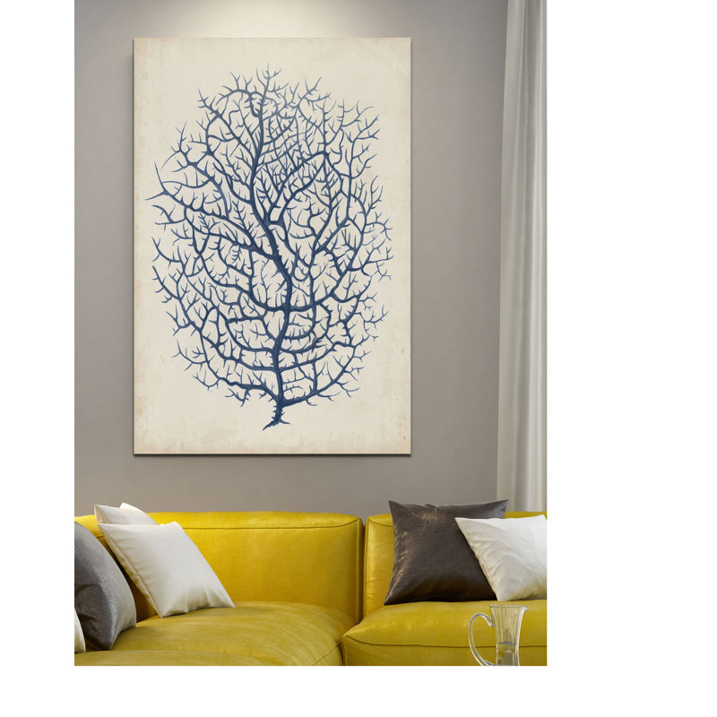 « indigo corail i », impression, H 48 po x l 32 po x P 1,5 po, Toile tendue