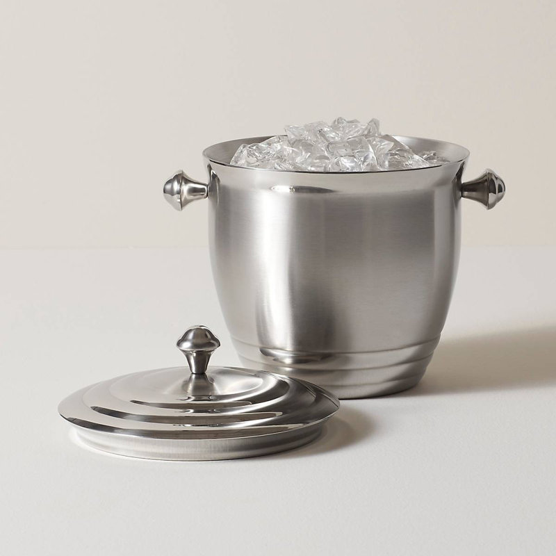 Tuscany Stainless Steel Insulated Ice Bucket with Lid and Handles