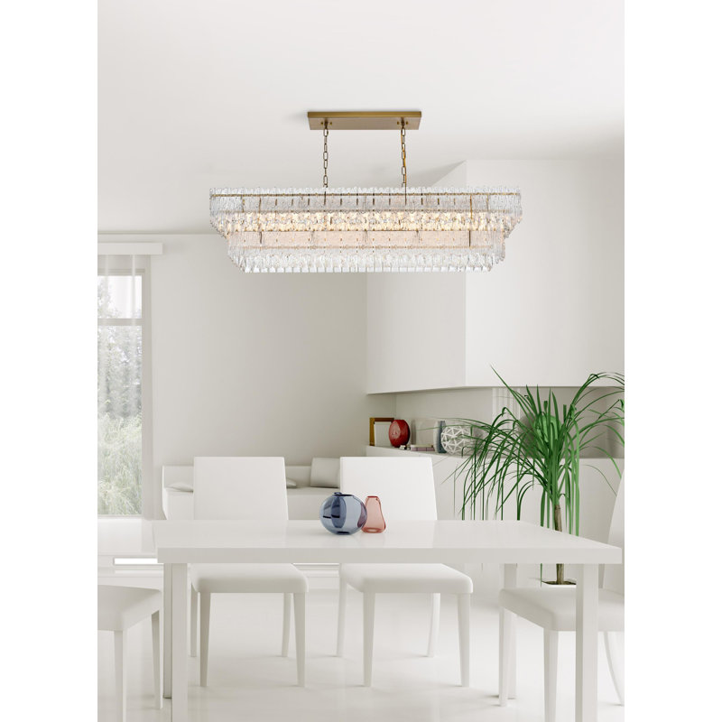  Lustre Aurora, H 12,5 po x l 14 po x P 50 po, Or satiné et transparent, 8