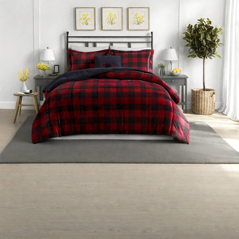 Hypoallergenic Plush Bedding Sets, Polyester Comforter For Rustic Home