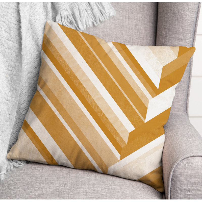 Coussin décoratif intérieur / extérieur à rayures, Orange