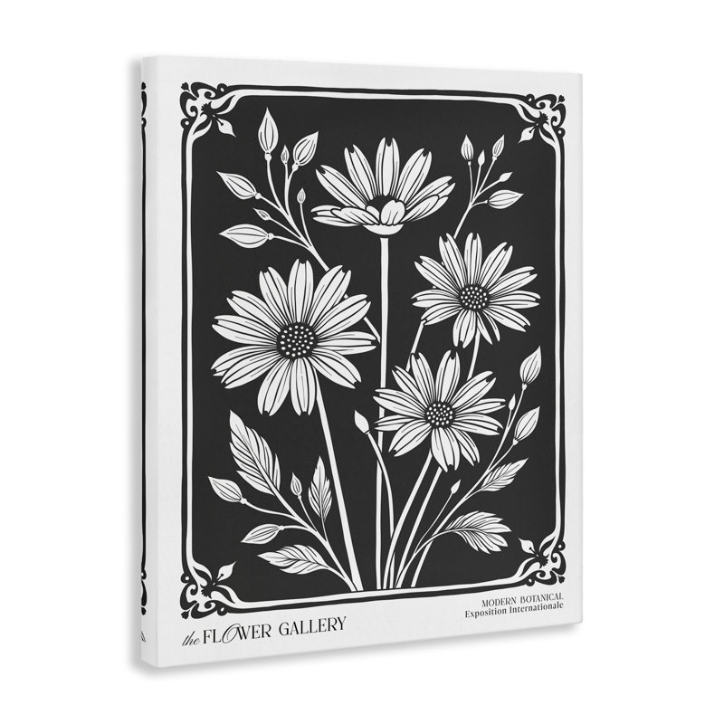 «Daisies with Vintage Border», art mural par lettré et doublé, H 30 po x l 24 po