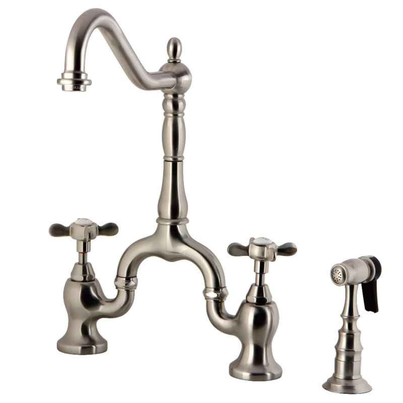 Robinet de pont Essex avec douchette latérale, Nickel brossé
