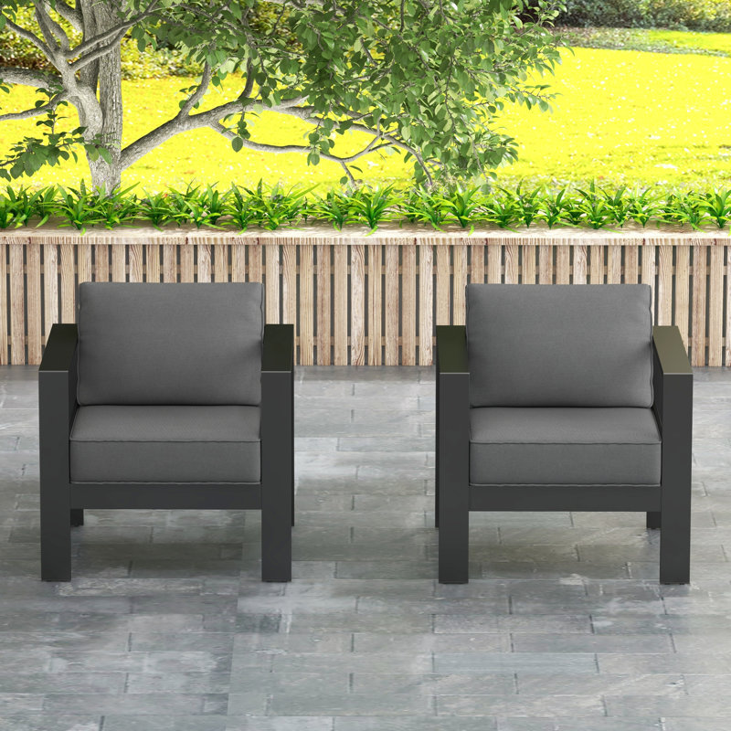 Arnhildur Aluminum Outdoor Lounge Chair, Gray, Dark Gray